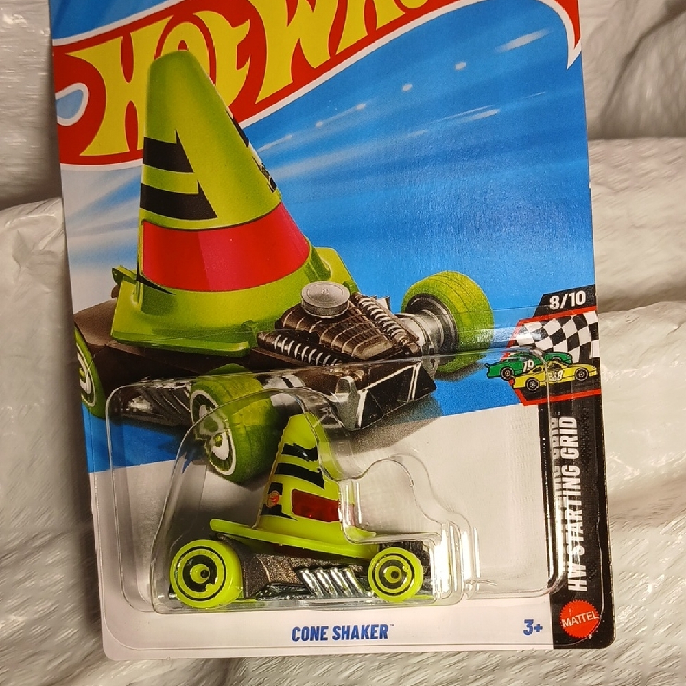 Hot Wheels Cone Shaker Toy Car - Neon Green and Red TREASURE HUNT